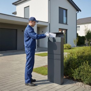 Relaxdays Standbriefkasten Stahl Anthrazit Abschließbar Zeitungsfach 111 cm x 39,5 cm x 14 cm