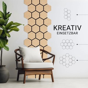 Homestyle4u Akustikpaneele, 4 Holz Wandpaneele in Hexagon Form, Natur