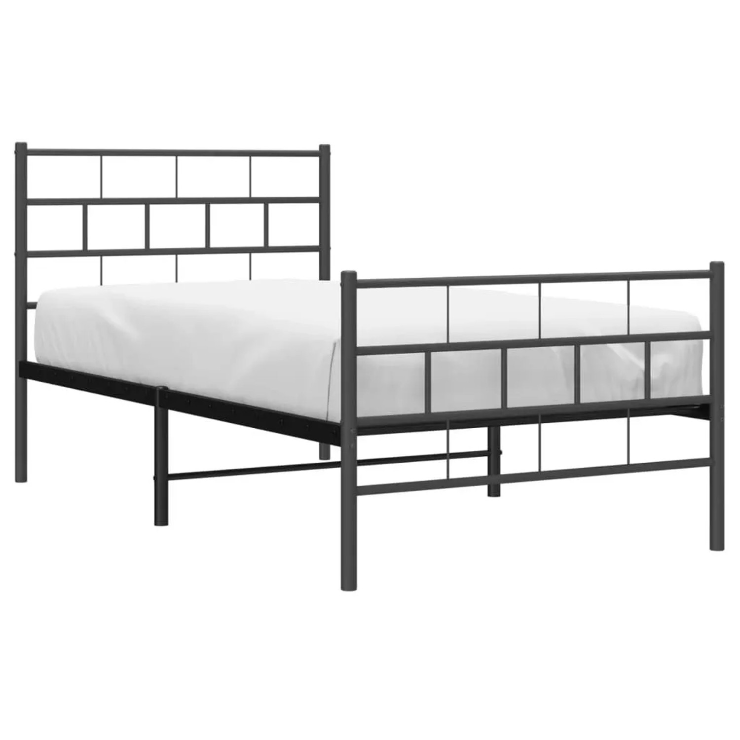 vidaXL Bettgestell mit Kopf- und Fußteil Metall Schwarz 90x190 cm 355669