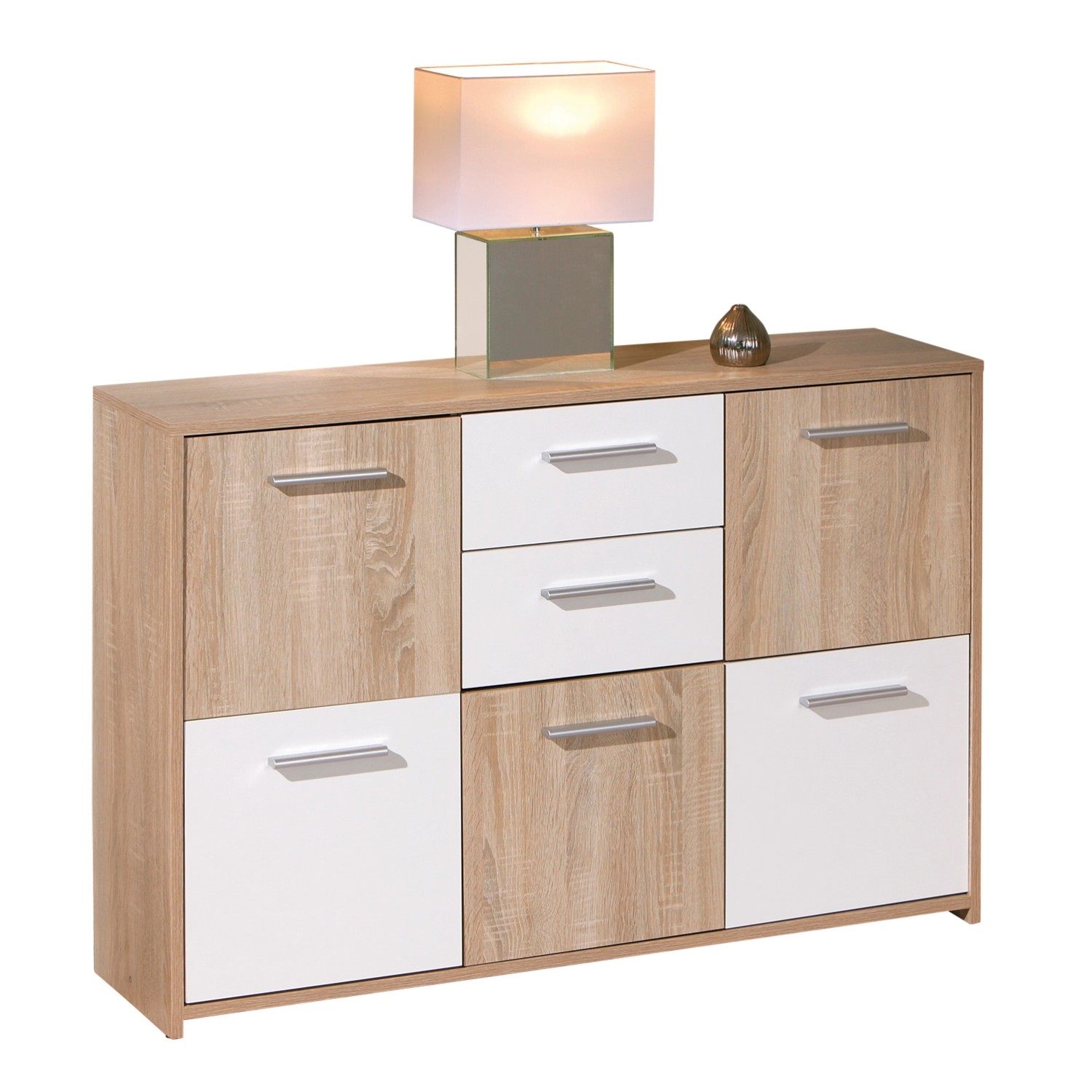 ebuy24 Elsra Kommode 5 Türen 2 Schubladen Sonoma Eiche Dekor günstig online kaufen