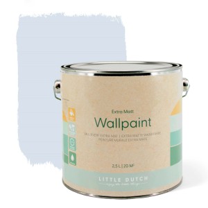Little Dutch Wandfarbe Light Blue, extra matte, 2,5 l Dose. Blaue, matte Farbe für Wände und Decken.