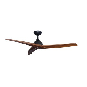 Energiespar Deckenventilator Lypsi 142 cm mit Holzflügeln und schwarzem Gehäuse.