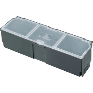 Bosch Zubehörbox Groß für Systembox S, graue Aufbewahrungsbox mit transparentem Deckel.