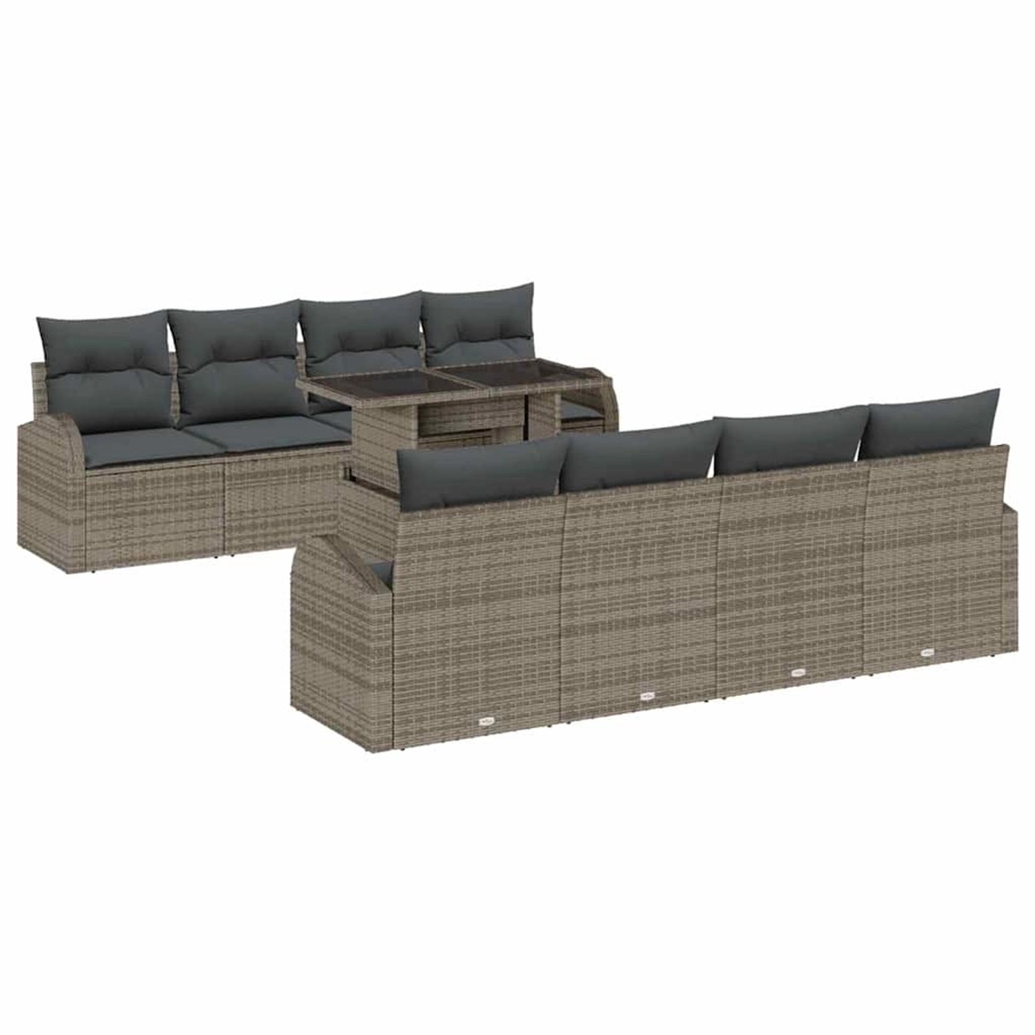 vidaXL Garten-Sofa-Set mit Kissen 7-Tlg Grau Poly Rattan 3348605 günstig online kaufen