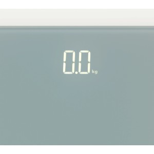 Graue Wenko Personenwaage mit LED-Display aus Glas, Anzeige 0.0 kg.