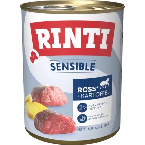 Rinti Sensible Hundenassfutter Ross und Kartoffel, glutenfrei, für sensible Hunde.