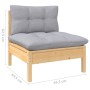 Gartenmöbel: Einzelteil der vidaXL Lounge aus Kiefer mit grauem Kissen.