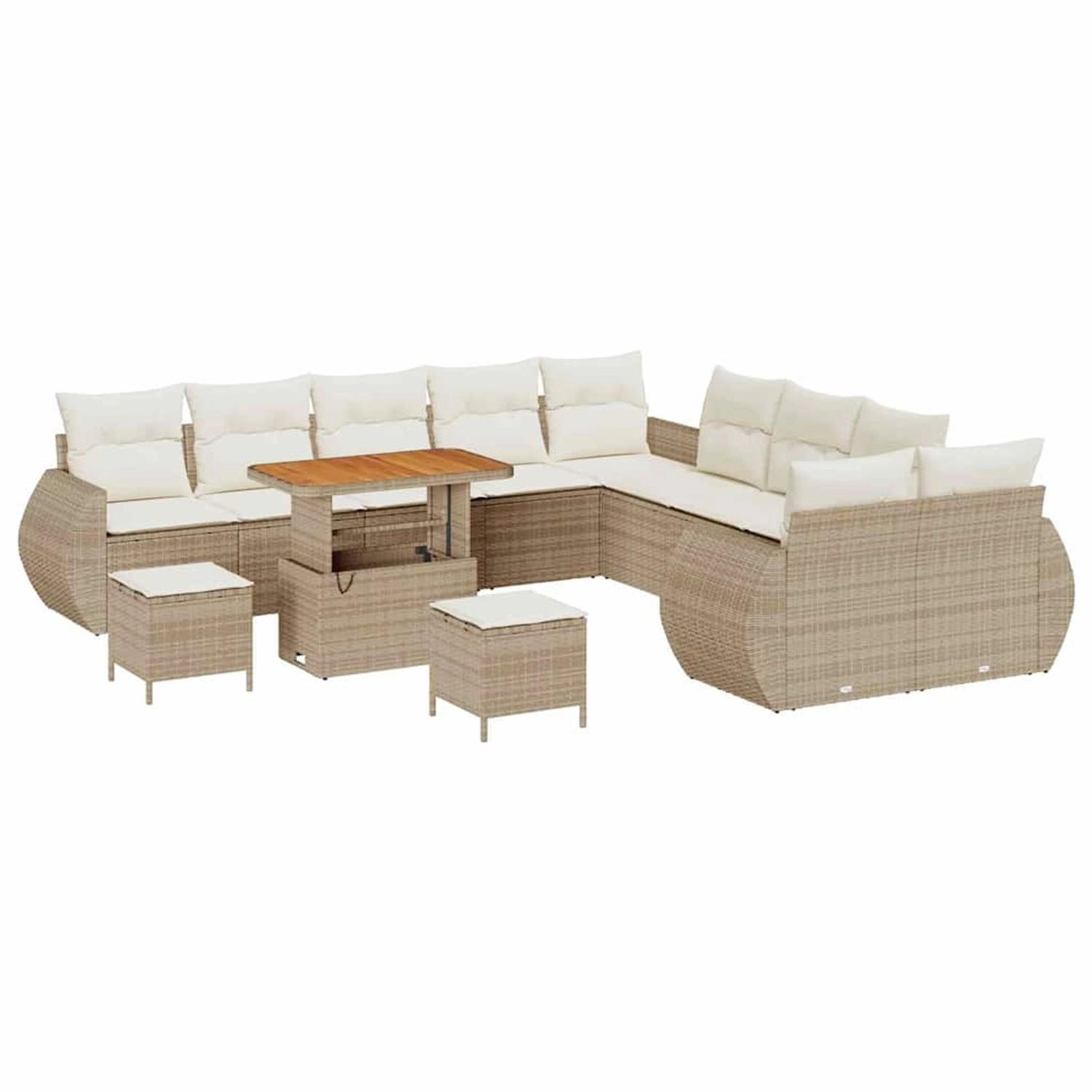 vidaXL Garten-Sofa-Set 13-Tlg Beige Poly Rattan 3361936 günstig online kaufen