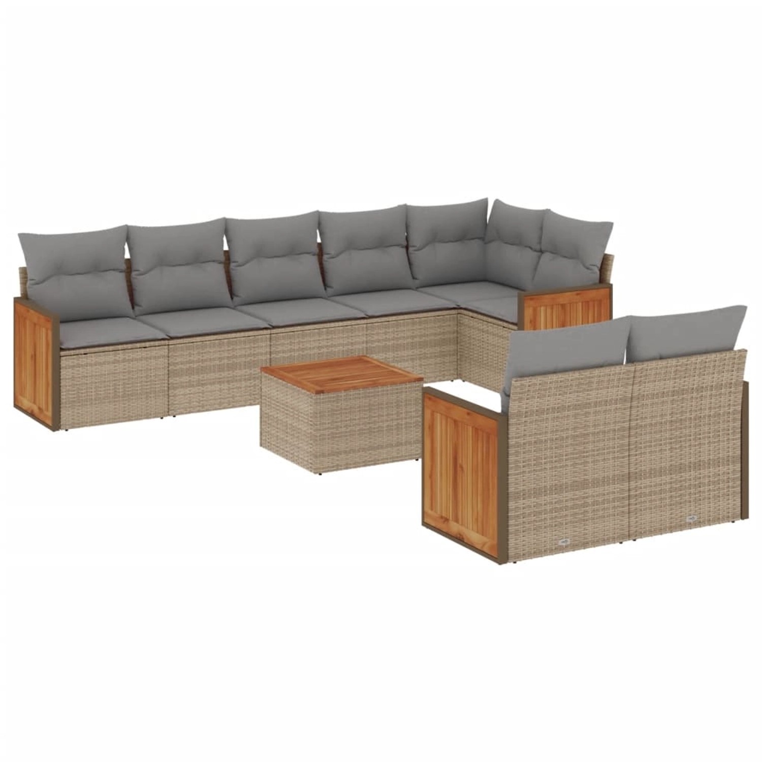 vidaXL 9-Tlg Garten-Sofagarnitur mit Kissen Beige Poly Rattan 3227837 günstig online kaufen
