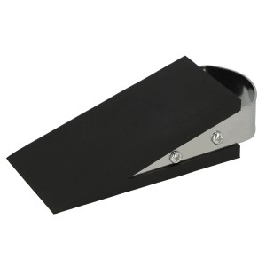 Schwarzer Westcott Türstopper in Keilform mit rutschfester Gummierung und Edelstahlgriff.