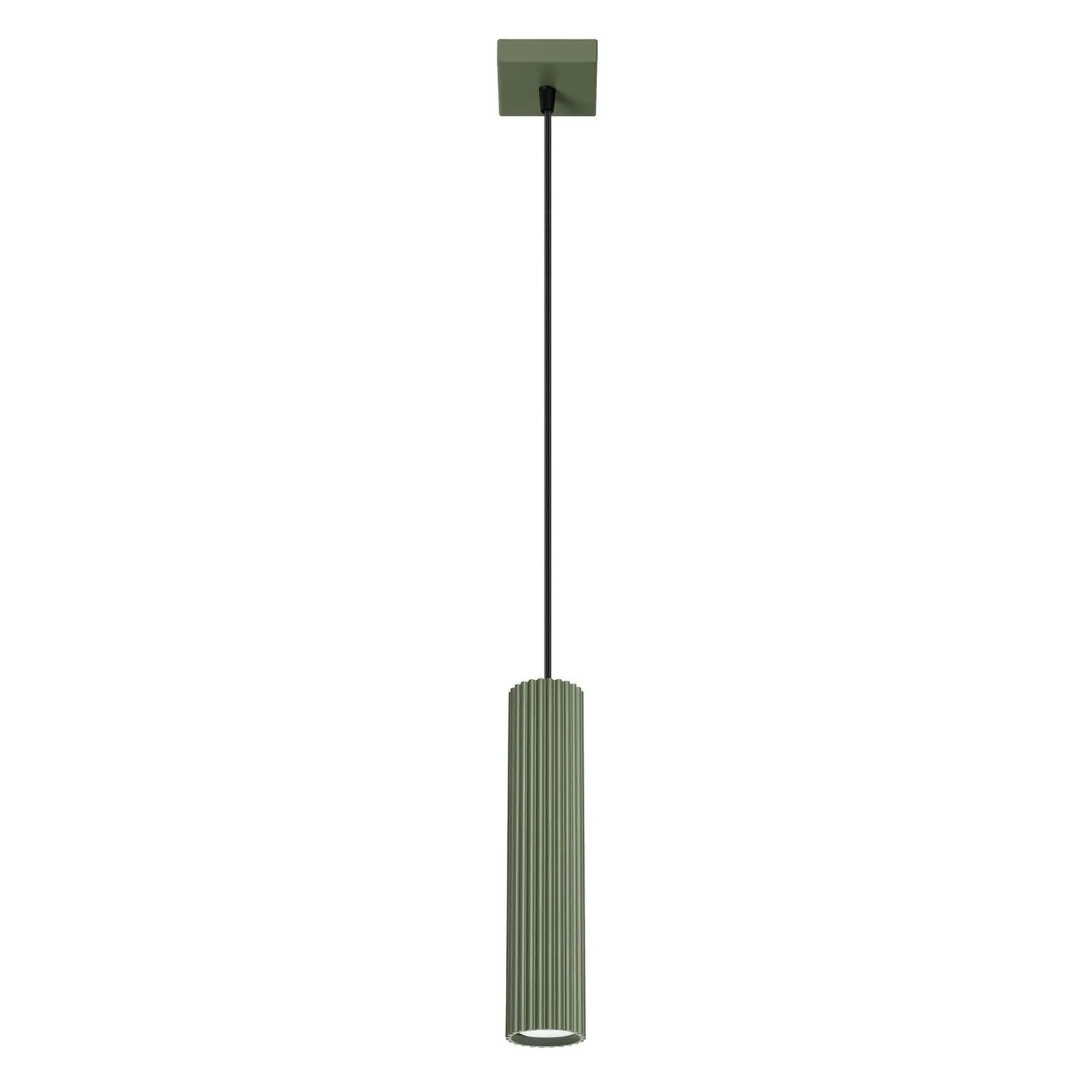 Licht-Erlebnisse Hängelampe GU10 8 CM Breit Schmal Höhenverstellbar Olivgrün Modern Aluminium