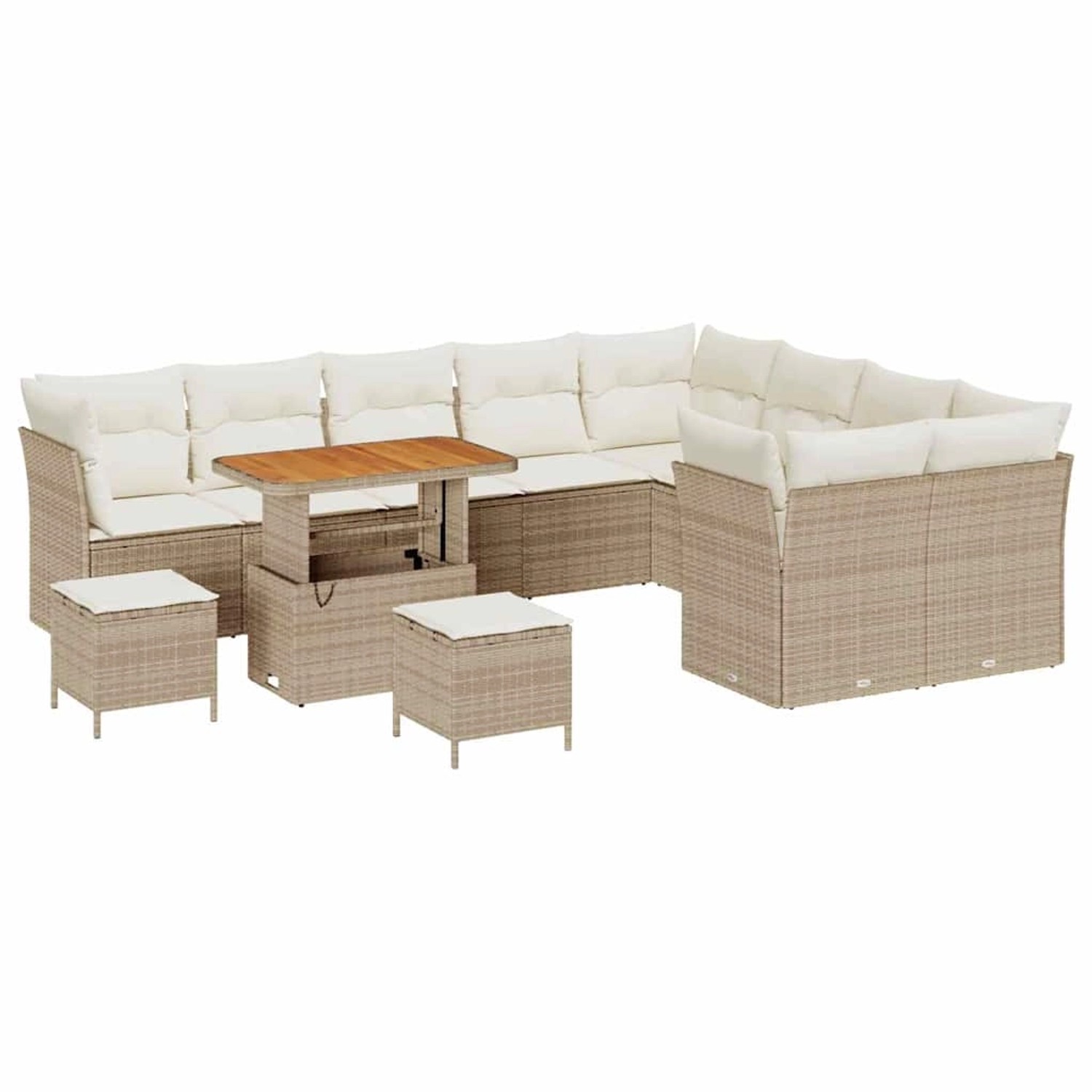 vidaXL Garten-Sofa-Set 12-Tlg Beige Poly Rattan 3361526 günstig online kaufen