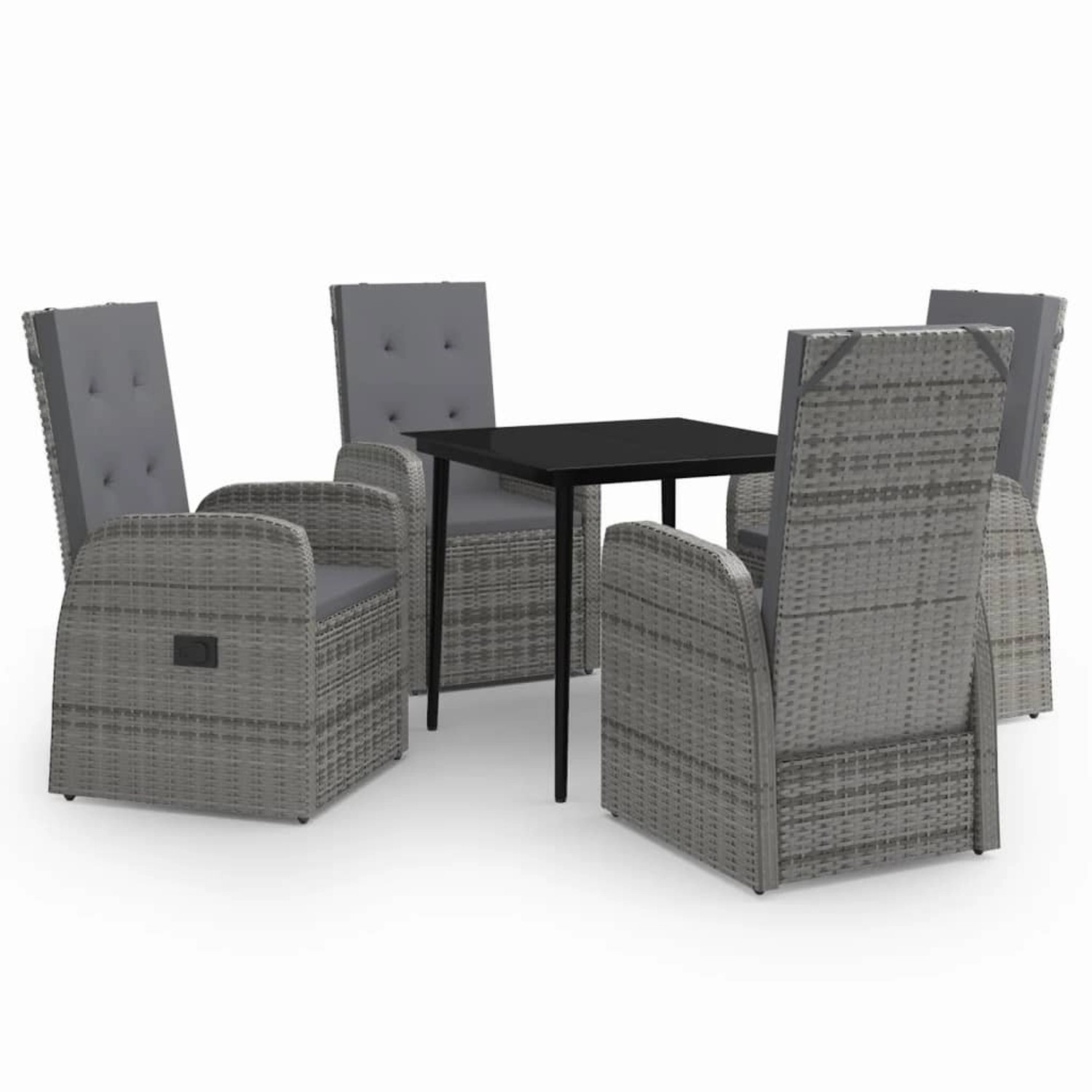 vidaXL 5-Tlg Garten-Essgruppe mit Kissen Grau 3099486