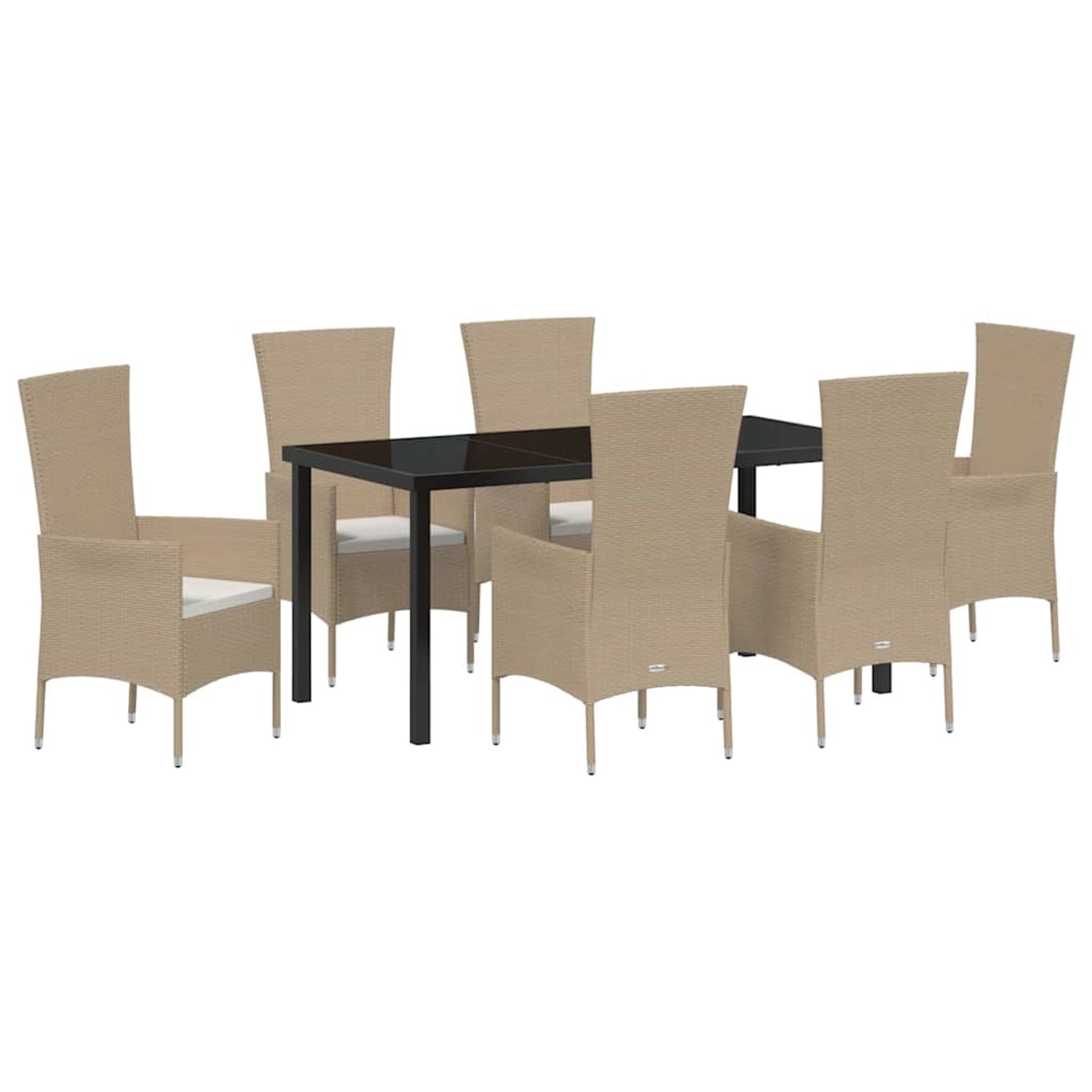 vidaXL Garten Essgruppe mit Kissen 7-Tlg Beige Poly Rattan 3379461 günstig online kaufen