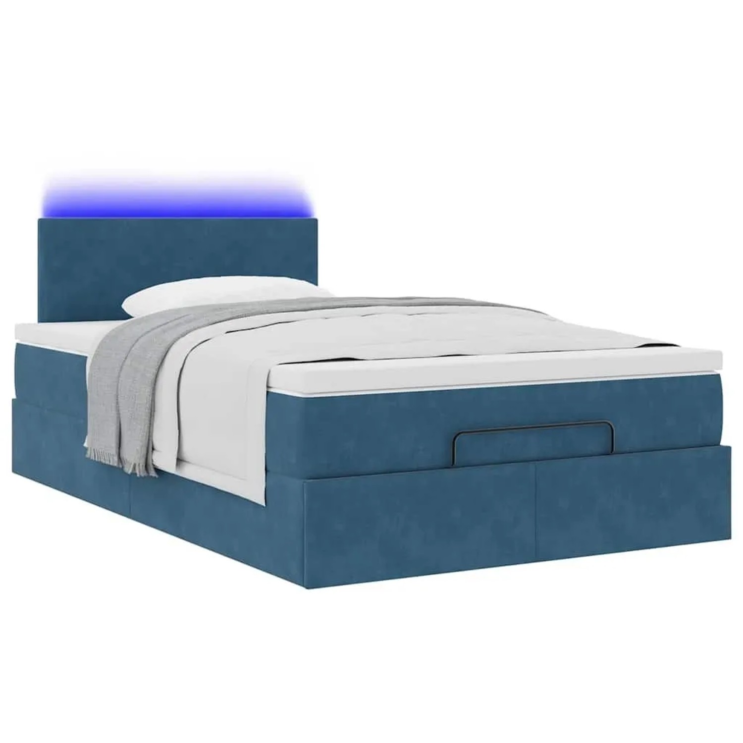 vidaXL Ottoman-Bett mit Matratze und LEDs Dunkelblau 120x200 cm Samt 3312546