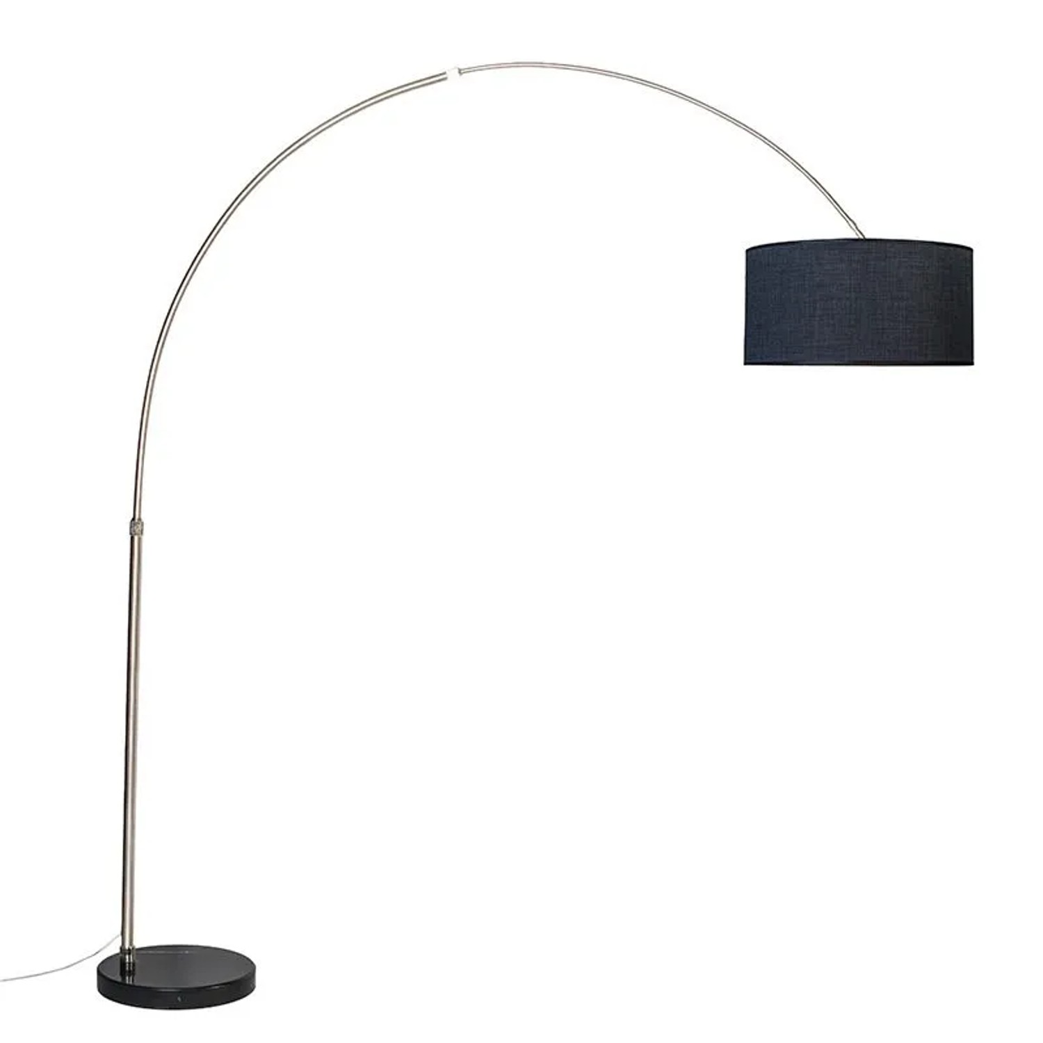 QAZQA Bogenleuchte Stahl STOffschirm Schwarz 50 cm XXL