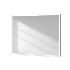 Emke Badspiegel 80x60 mit LED-Beleuchtung, Kaltweiß, Ablage und Touch-Funktion.