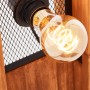 Detailaufnahme: Schwarze Brilliant Calandra Design-Stehlampe mit warmweißem Leuchtmittel und Holz-Elementen.