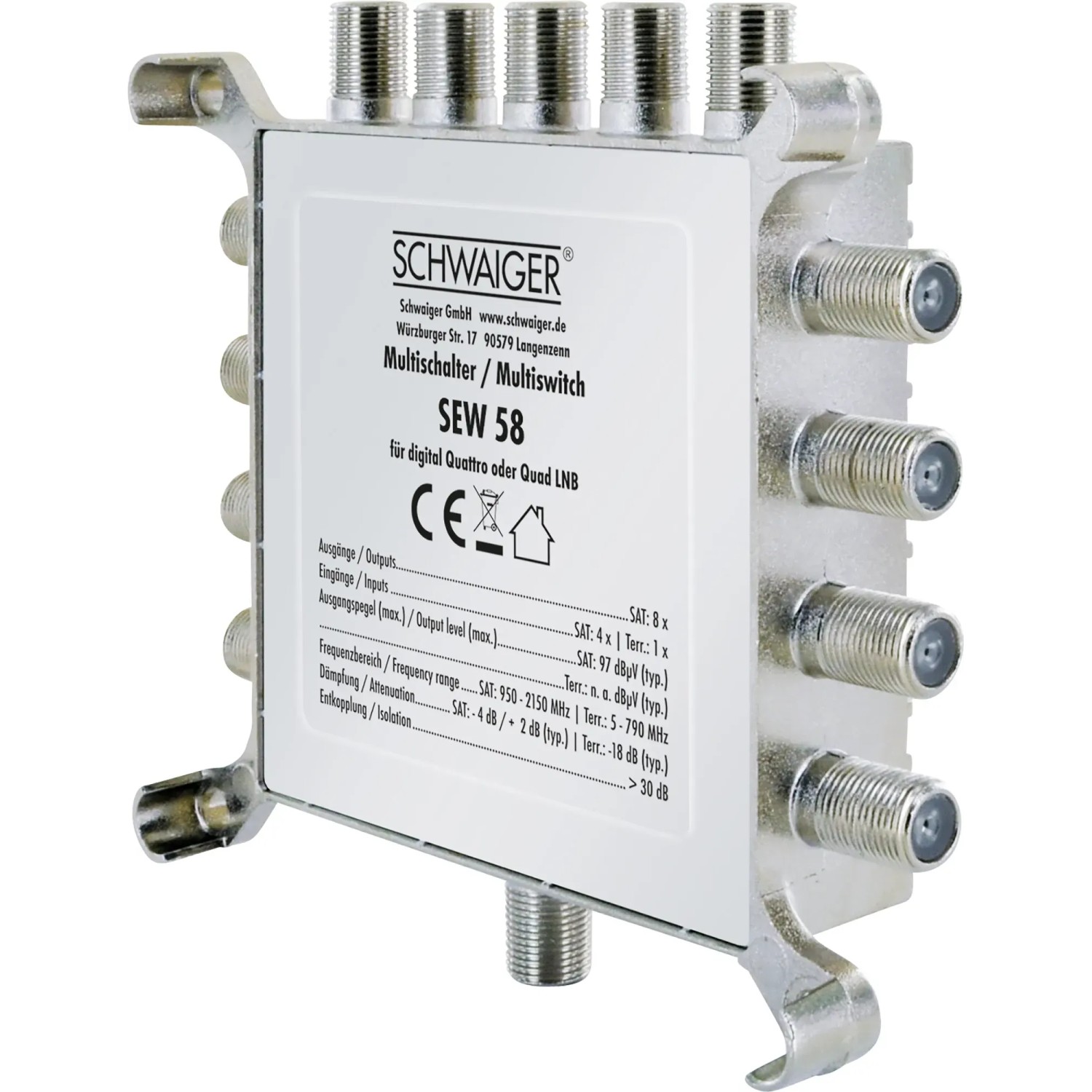 Schwaiger SAT-Multischalter 5-8 für bis zu 8 Teilnehmer