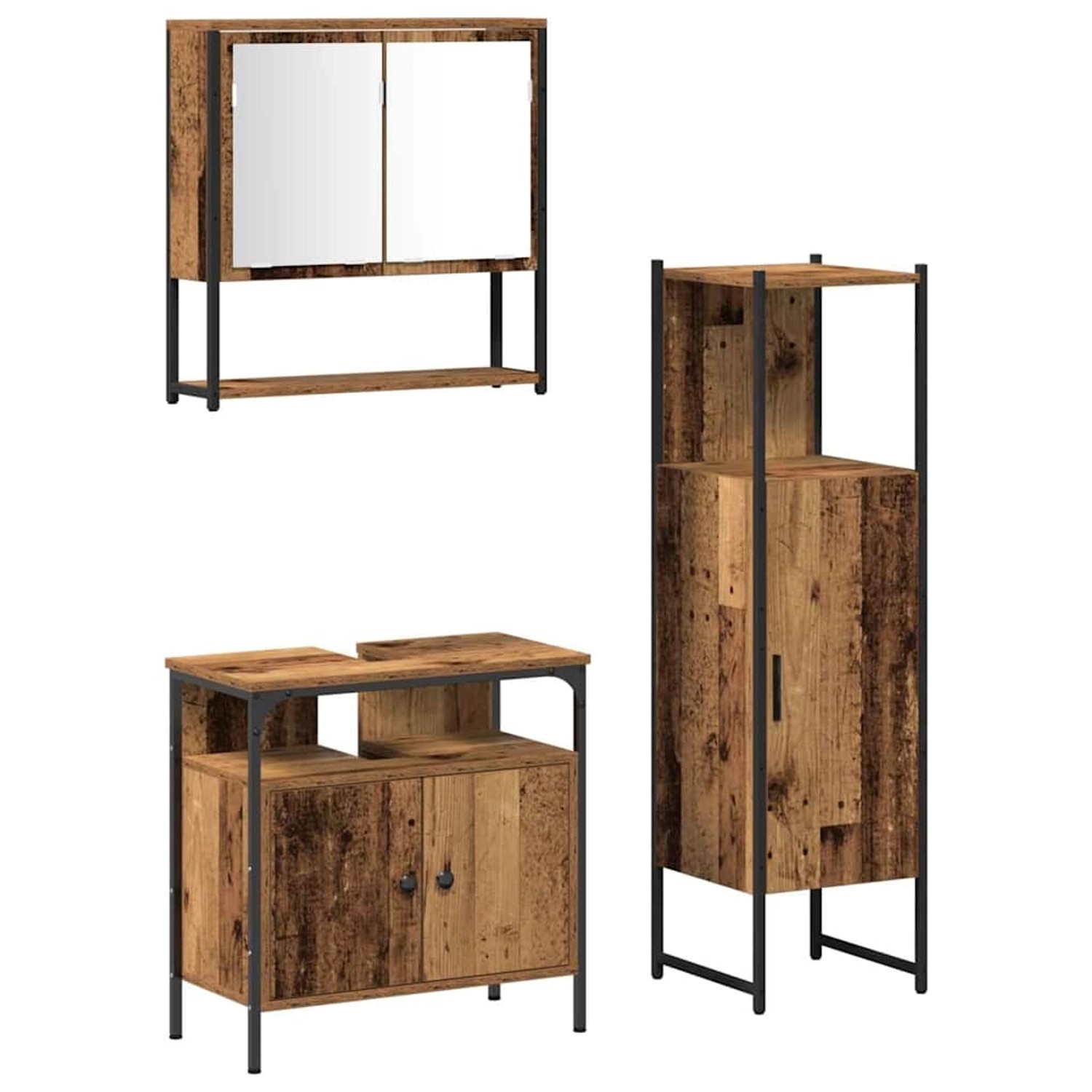 vidaXL Badezimmermöbel-Set mit Regal mit Tür 3-Tlg Braun Holzwerkstoff 3332 günstig online kaufen