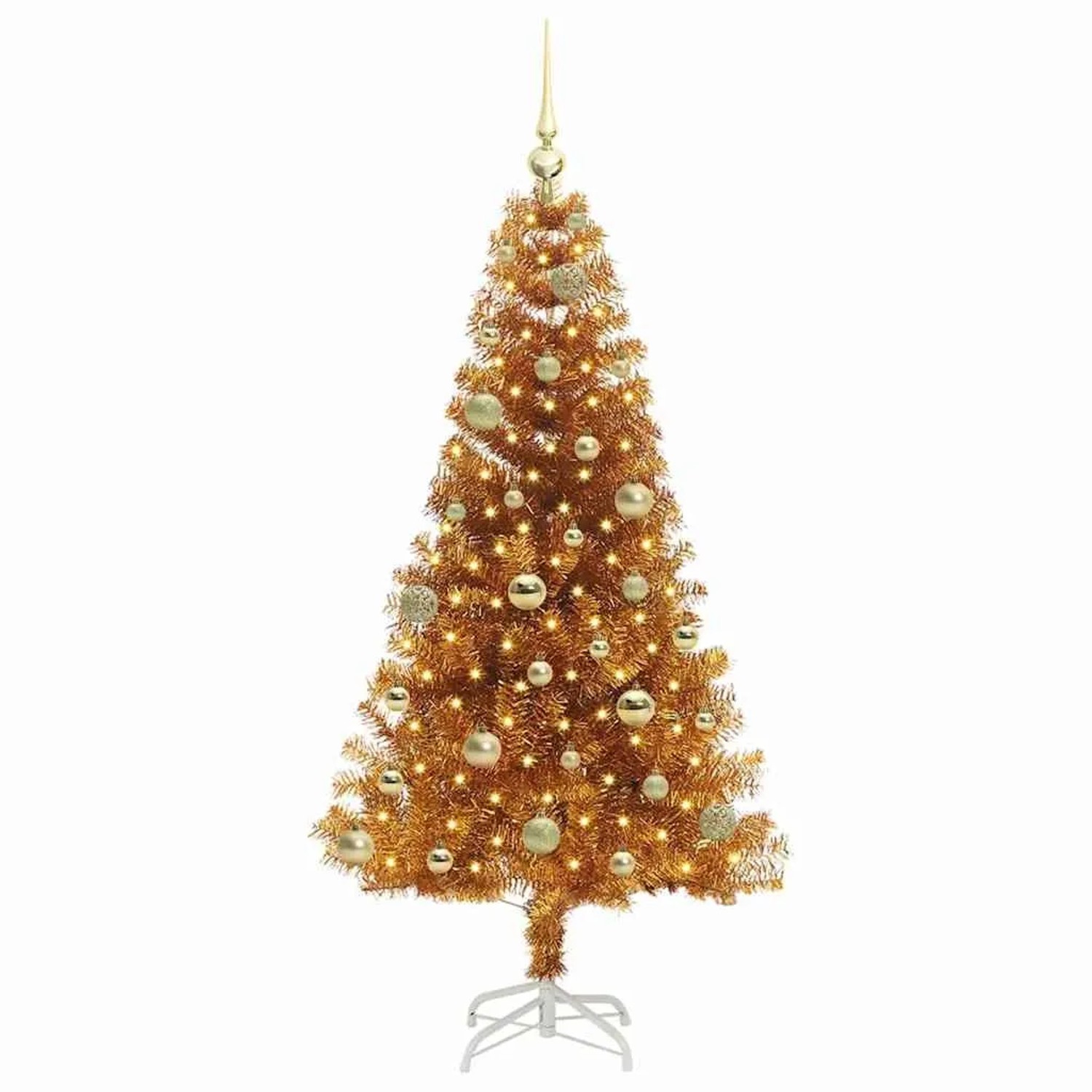 vidaXL Weihnachtsbaum mit 150 LEDs mit Ständer Gold 150 cm PET 3396616