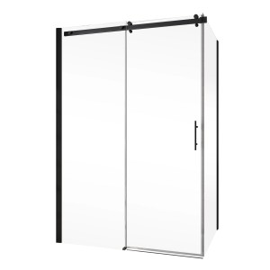 Schulte Schiebetür Alexa Style 2.0 mit Seitenwand, 200x90 cm, mattschwarz. Duschwand mit Schiebetür.