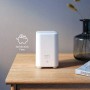 Eufy HomeBase des 5-teiligen Alarm-Sets auf einem Tisch. Kameraüberwachung ohne Abo-Gebühren.