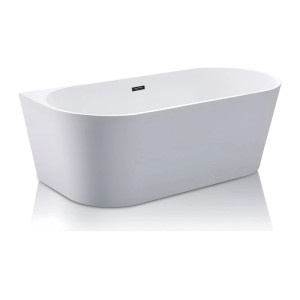 Moderne weiße Badewanne Divina, 149.5 cm, asymmetrische Form, glänzendes Acryl. Ideal für Ihr Badezimmer.