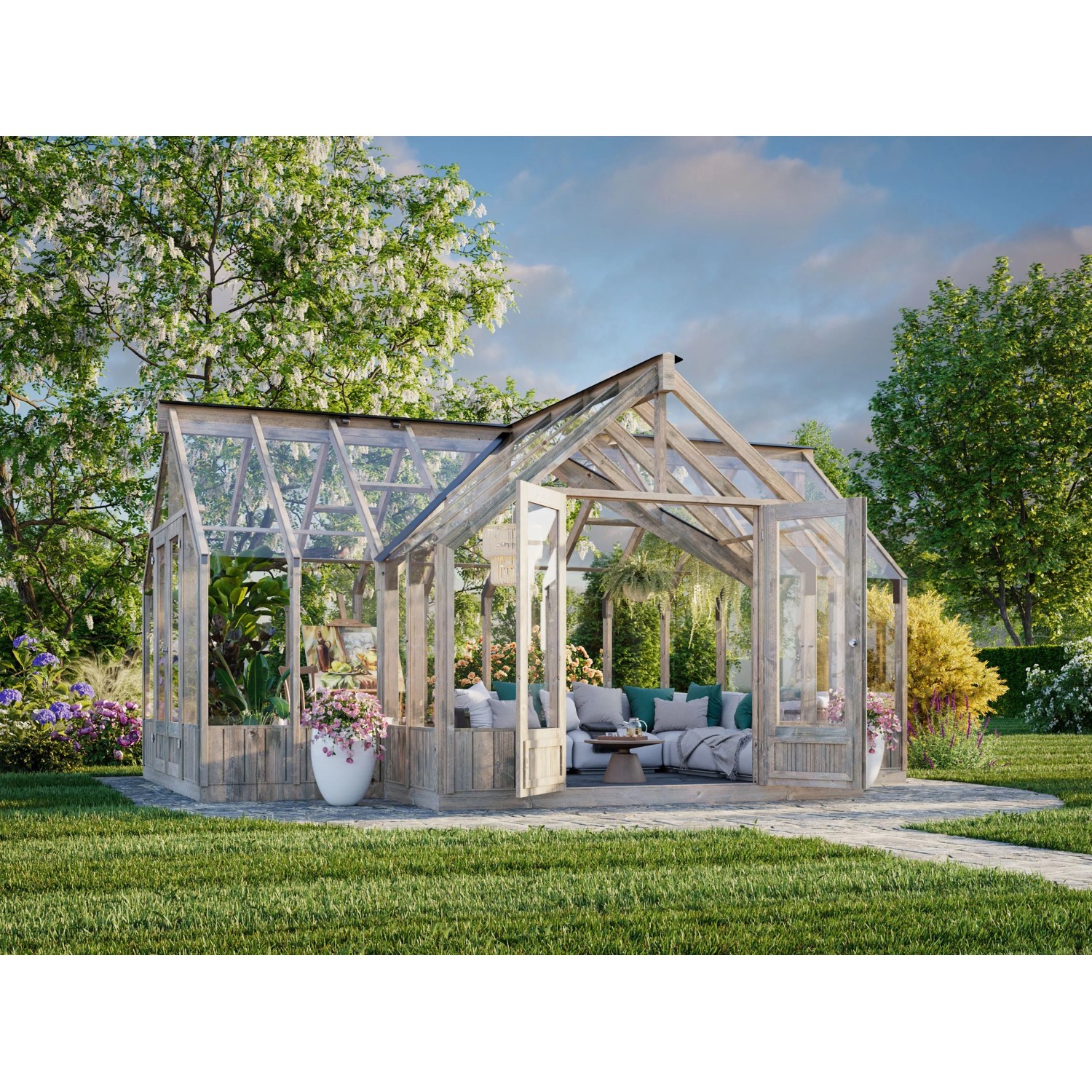 Palmako Gewächshaus Emilia 19 Grau 19,1 m² günstig online kaufen