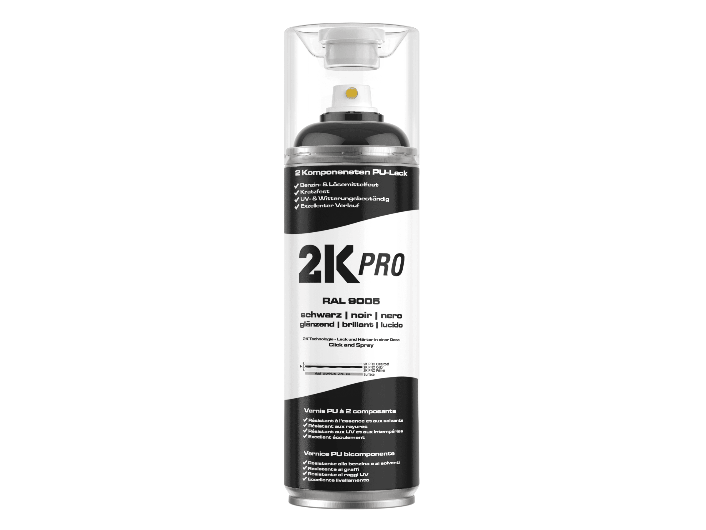 MG PRIME 2K Acryl-Sprühdose RAL 9005 Tiefschwarz Matt – 400 Ml Profilack Für Auto, Metall & Hobby