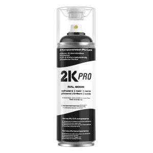 2K PRO Spraydose, 400ml, RAL9005 Tiefschwarz Glanz. Autolack-Spray für Profis.