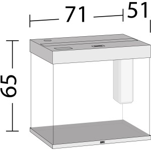 Juwel Aquarium-Set Lido LED, helles Holz, 200 l, mit Maßangaben (71x51x65 cm).