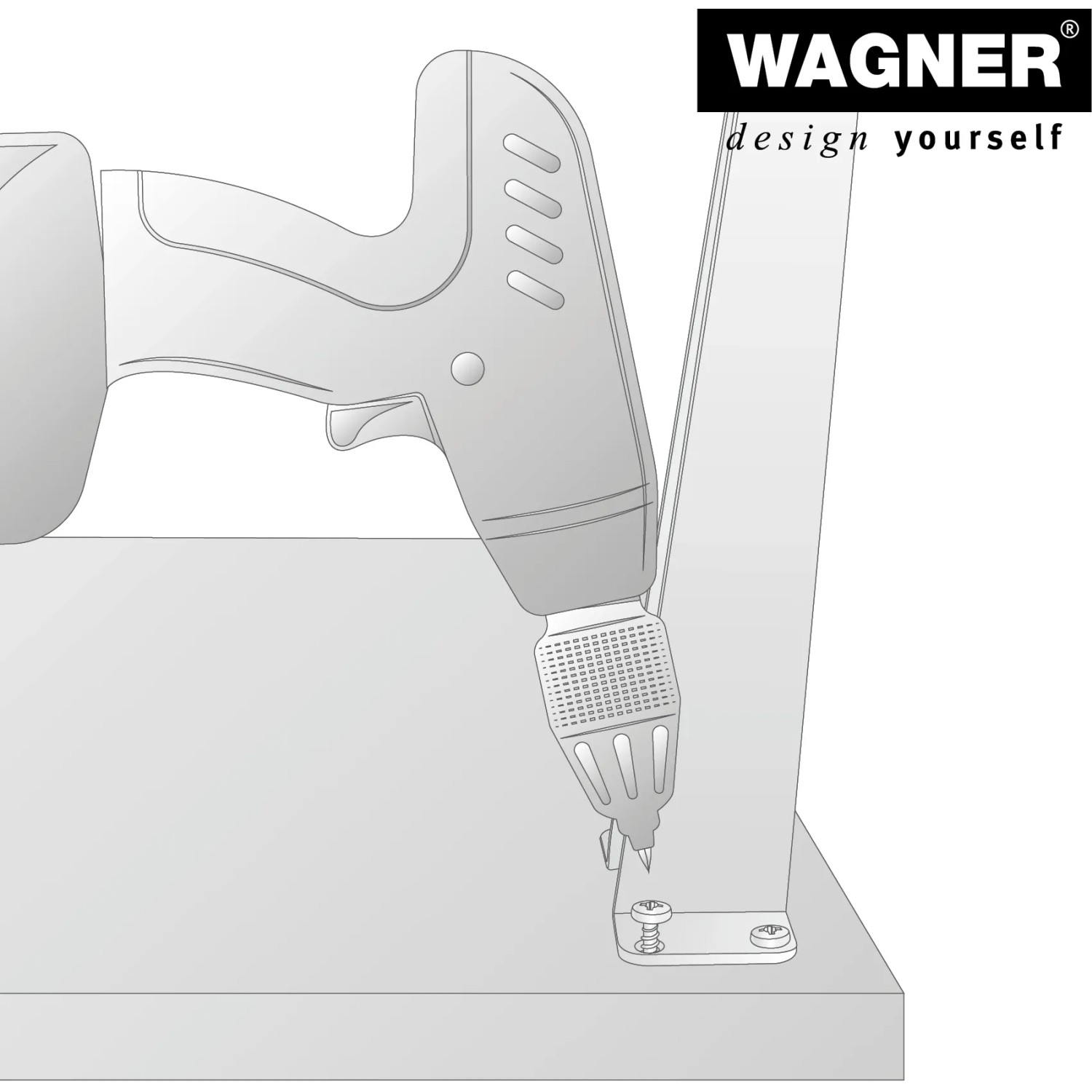 Montage eines schwarzen, matten Wagner Möbelfuß (10 cm) mit einem Akkuschrauber.