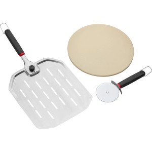 Jamestown Pizza-Grill-Set, 3-teilig: Pizzastein, Pizzaschieber und Pizzaschneider.
