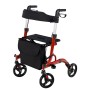 Costway Rollator Faltbar und Leicht 2-In-1 Ruhestuhl & Reiserollator Rot