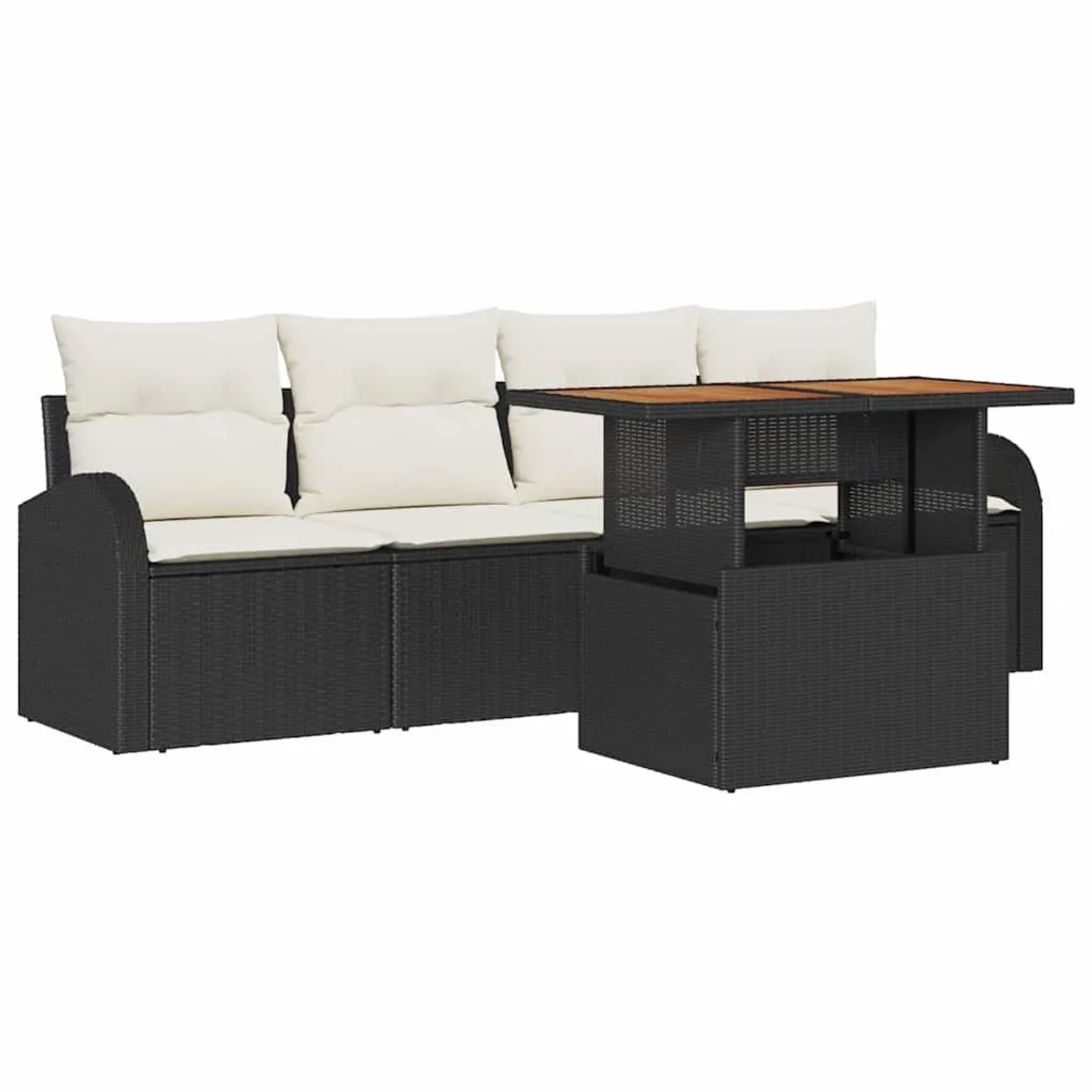 vidaXL Garten-Sofa-Set mit Kissen 5-Tlg Schwarz und Creme 3349515