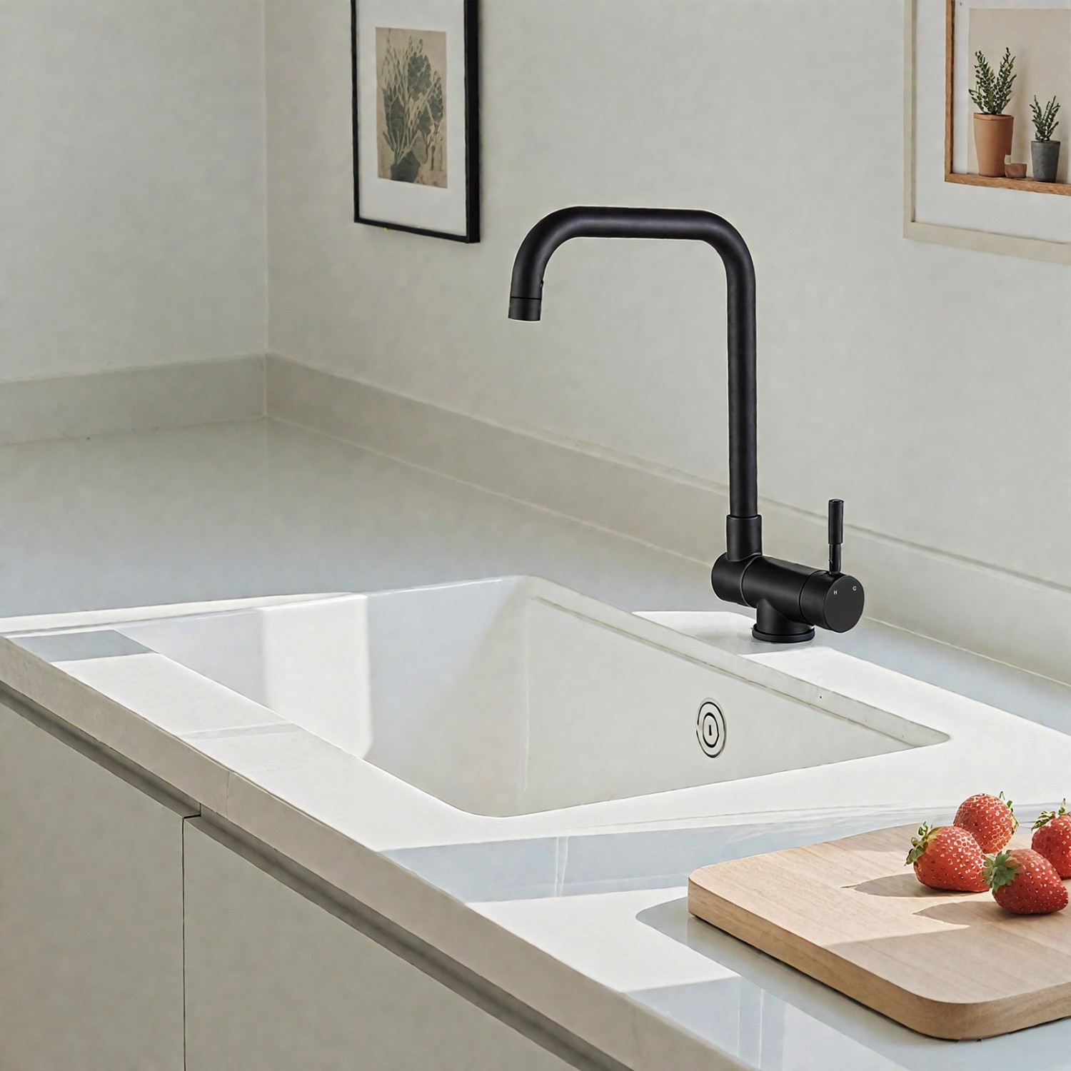 AICA Wasserhahn Doppelfunktion 360° Drehbare Kippbare Schwarz Küchenarmatur mit 304 Edelstahl und Keramikventil Mischbatterie_7