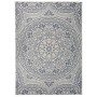 Rechteckiger vidaXL Outdoor-Teppich, blau-weißes Flachgewebe mit detailliertem Mandala-Muster. Ideal für Terrasse & Balkon.