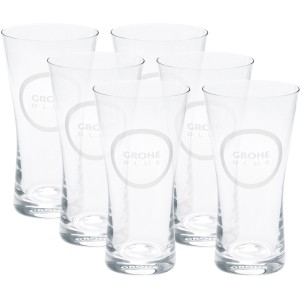 6er Set Grohe Blue Wassergläser, Kristallglas mit Logo, spülmaschinenfest.