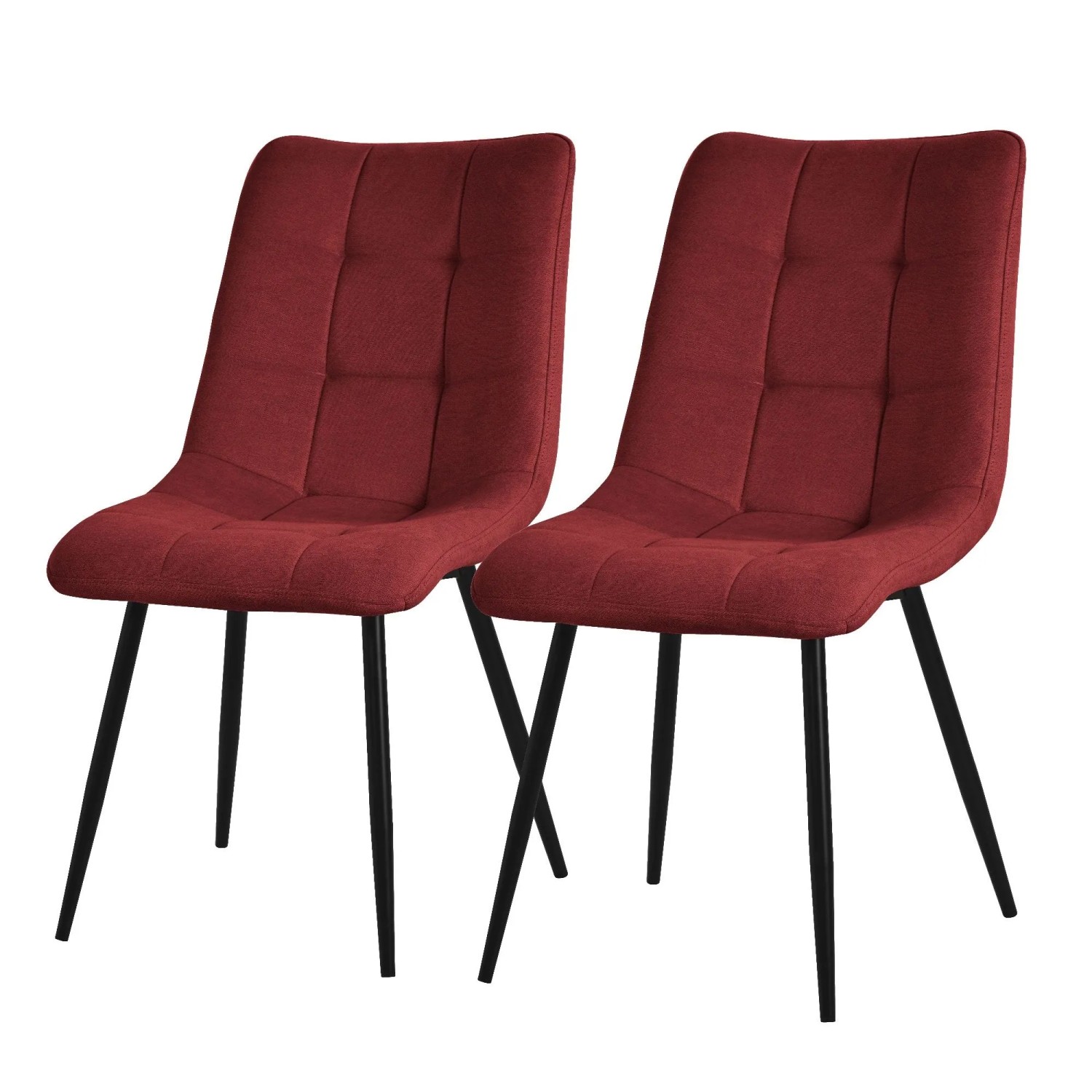 ML-Design Esszimmerstühle 2er Set Rot Stoffbezug Metallbeinen
