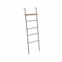 Relaxdays Handtuchleiter Stahl MDF Schwarz Braun mit Ablage Rutschfest Justierbar 150 cm x 45,5 cm x 20 cm 2,1 kg