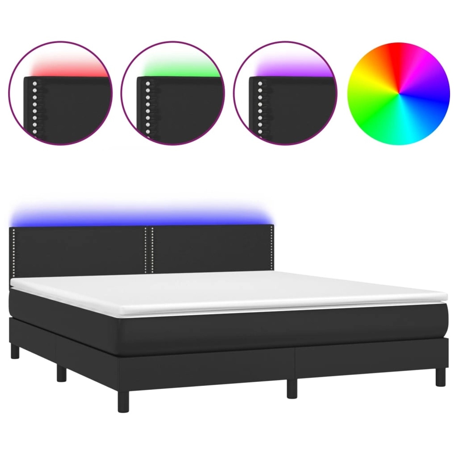 vidaXL Boxspringbett mit Matratze & LED Schwarz 180x200 cm Kunstleder 31341 günstig online kaufen