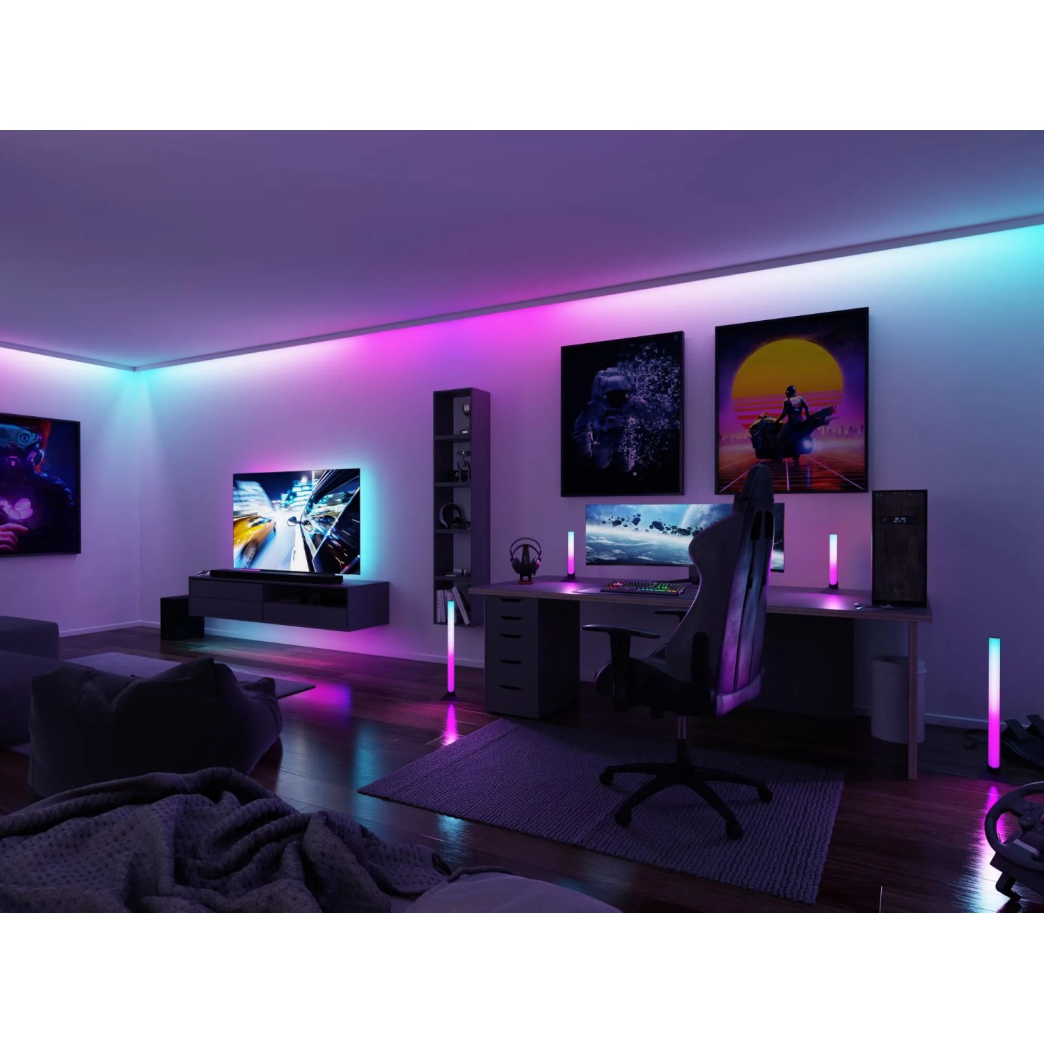 Paulmann EntertainLED Set: 3 m LED-Strip im Gaming-Zimmer mit Farbwechsel für stimmungsvolle Beleuchtung.
