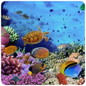 Sanilo Badematte Ocean mit Unterwasserwelt-Motiv für Badewanne und Dusche.