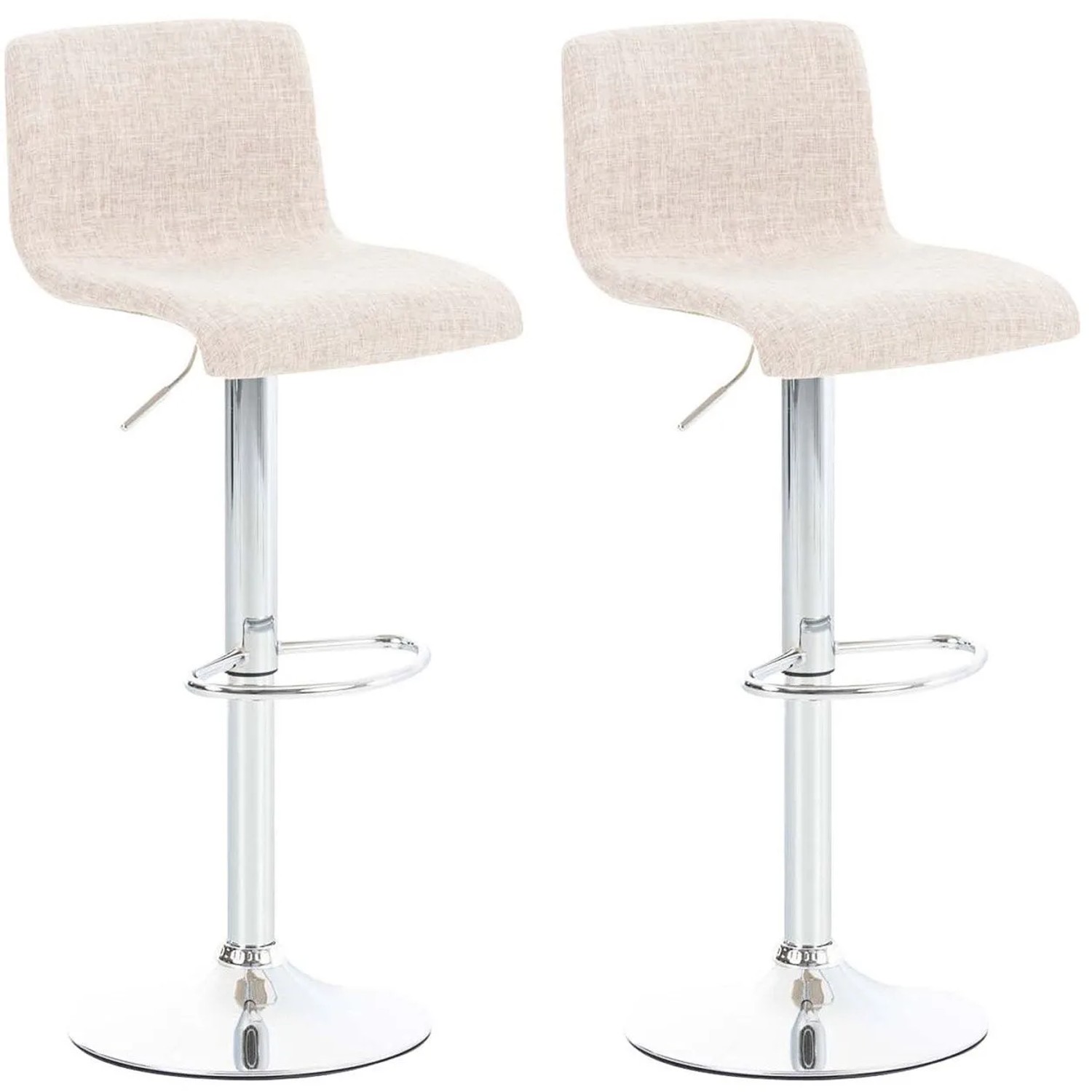 CLP 2er Set Barhocker Hover Stoff Creme/Chrom