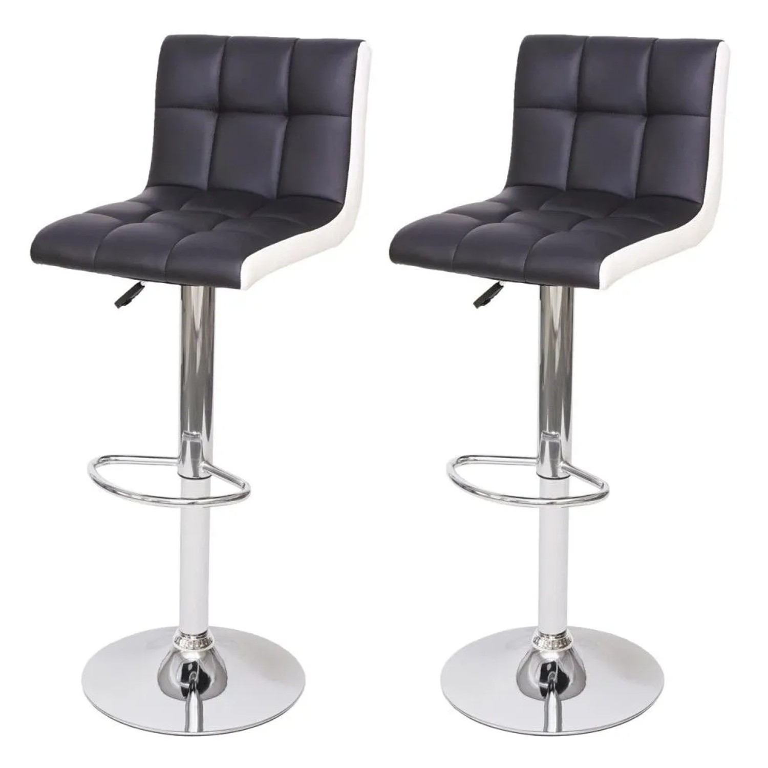 MCW Barhocker G87 2er-Set Kunstleder Schwarz-Weiß Chromfuß