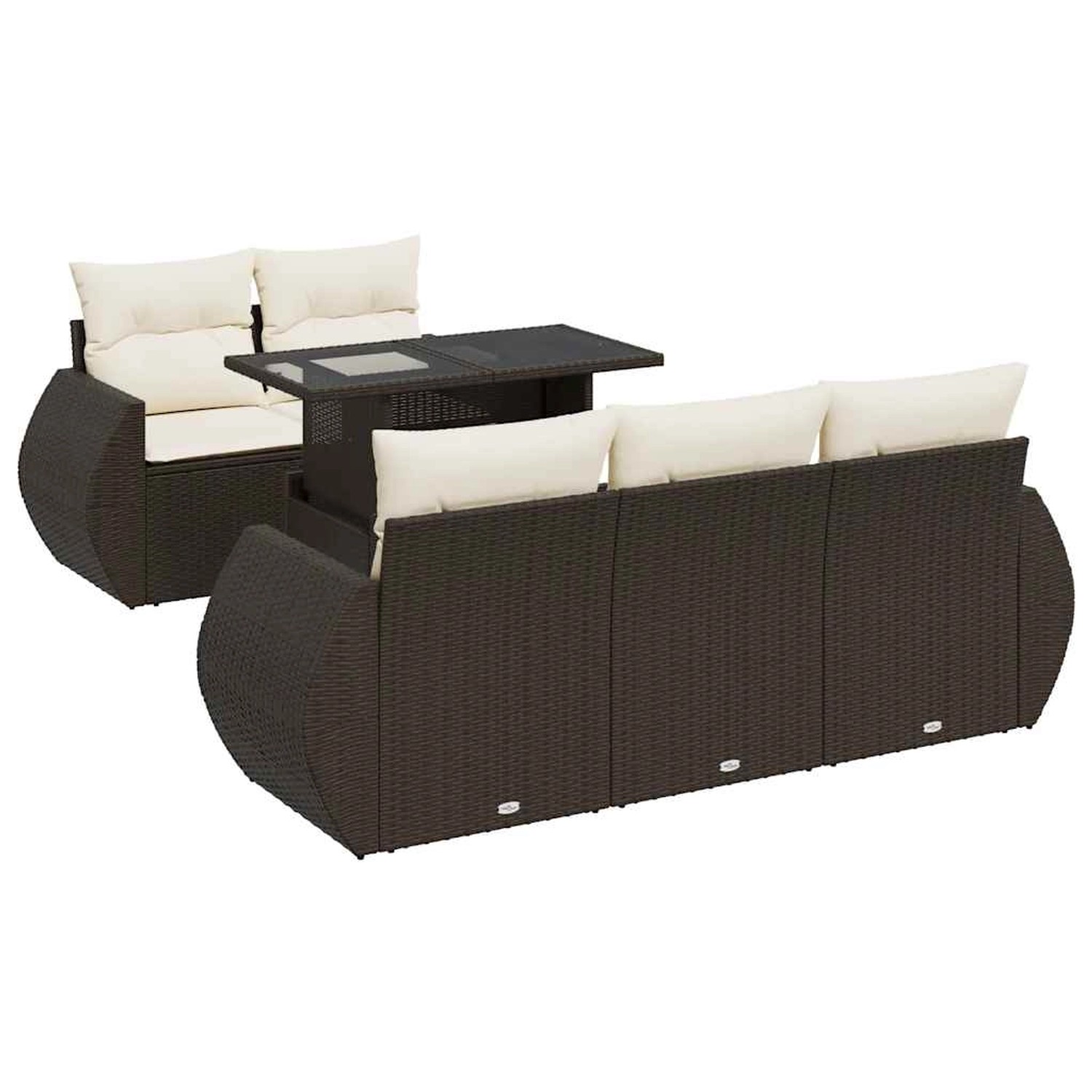 vidaXL 6-Tlg Garten-Sofagarnitur mit Kissen Braun Poly Rattan 3326574 günstig online kaufen