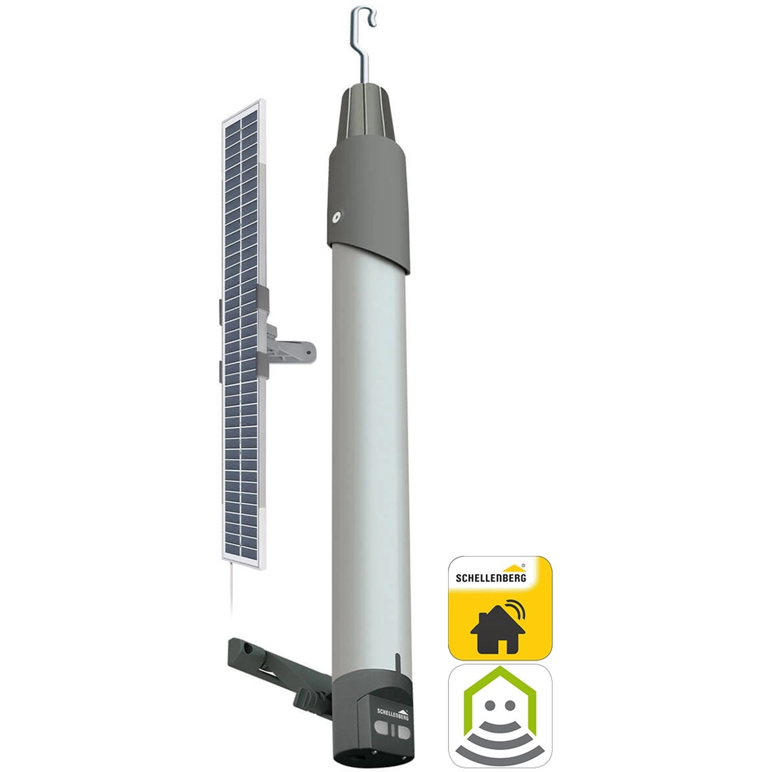 Schellenberg Funk-Markisenantrieb Smart Home Premium mit Solarpanel und Akku.