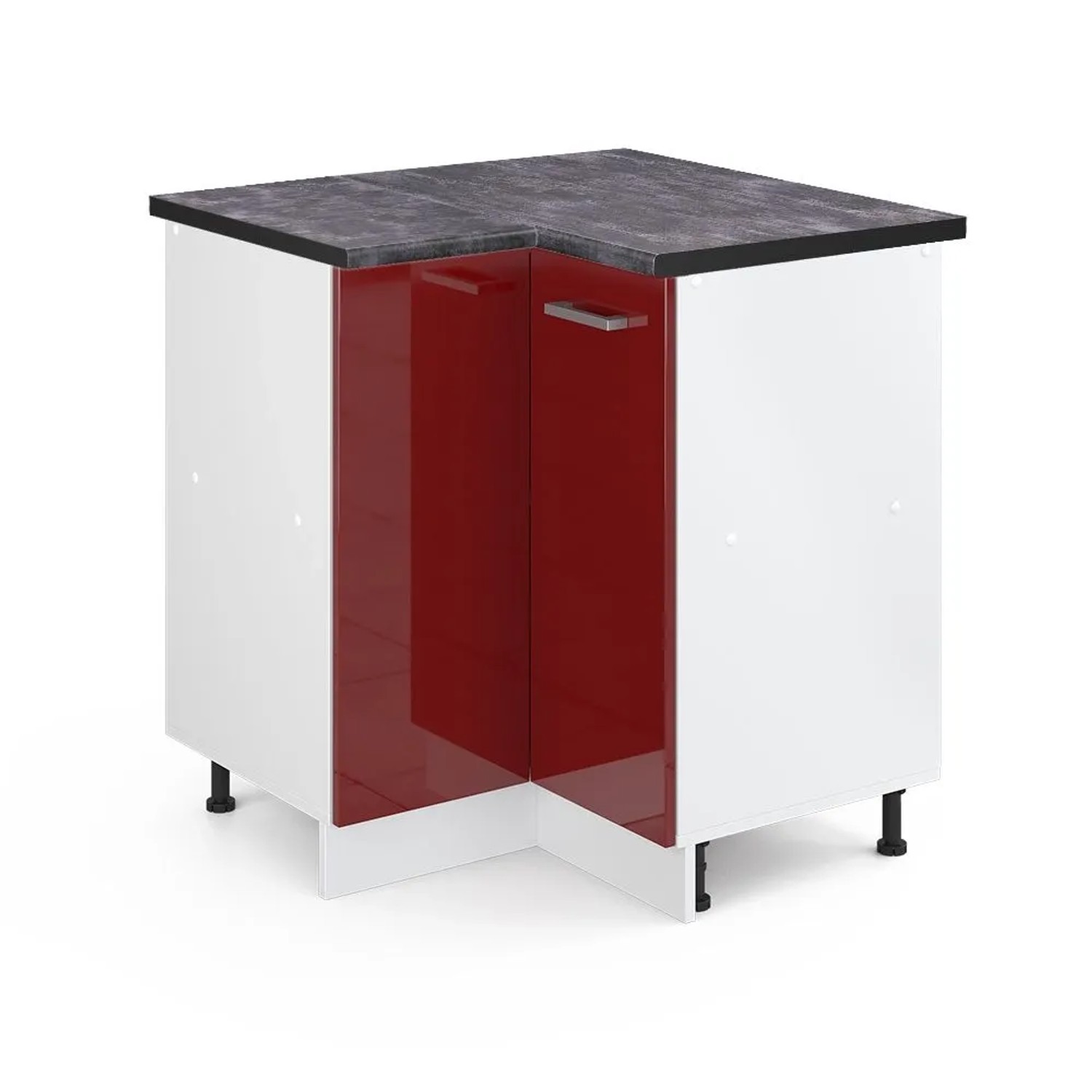 Vicco Eckunterschrank R-Line Rot Hochglanz 76 x 82 AP Anthrazit