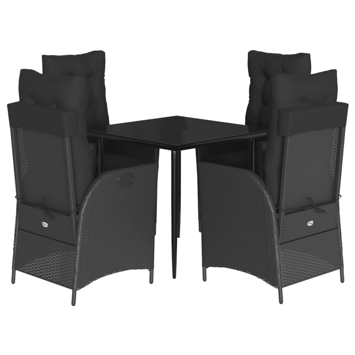 vidaXL 5-Tlg Garten-Essgruppe mit Kissen Schwarz Poly Rattan 3213176 günstig online kaufen